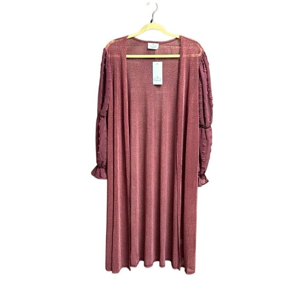 Ember Women’s Sheer Sleeve Kimono Duster Size Large NEW